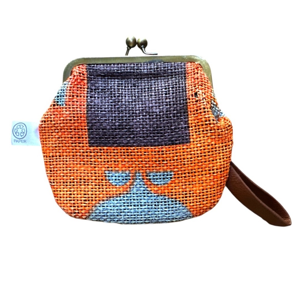 Engage Green NY Recycled Woven Paper Kisslock Framed Wristlet Bag Retired Color‎
